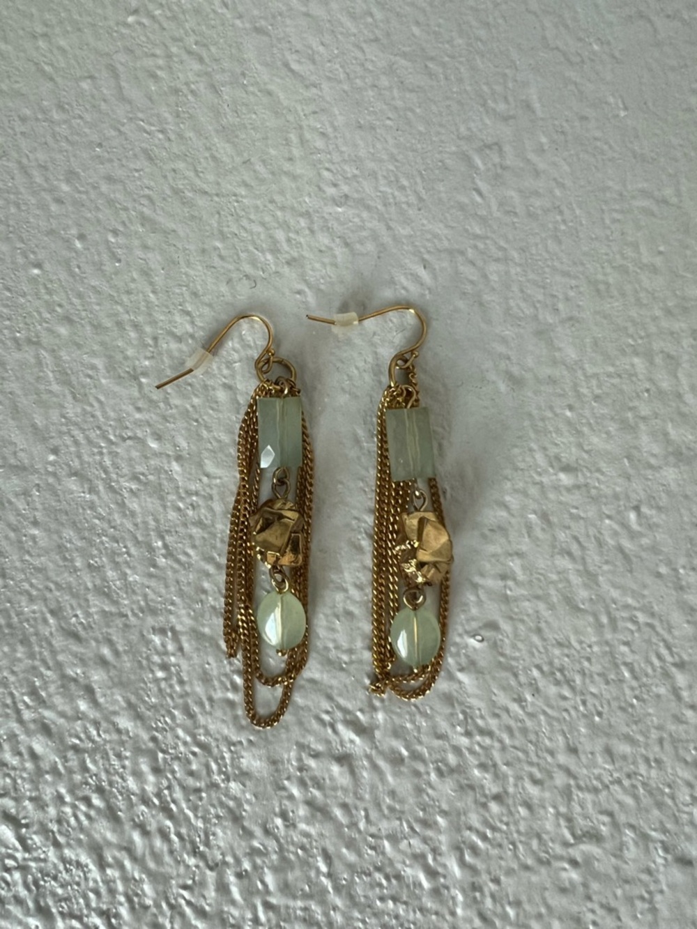 Banana Republic Gold Drop Earrings with Pale Mint Beads